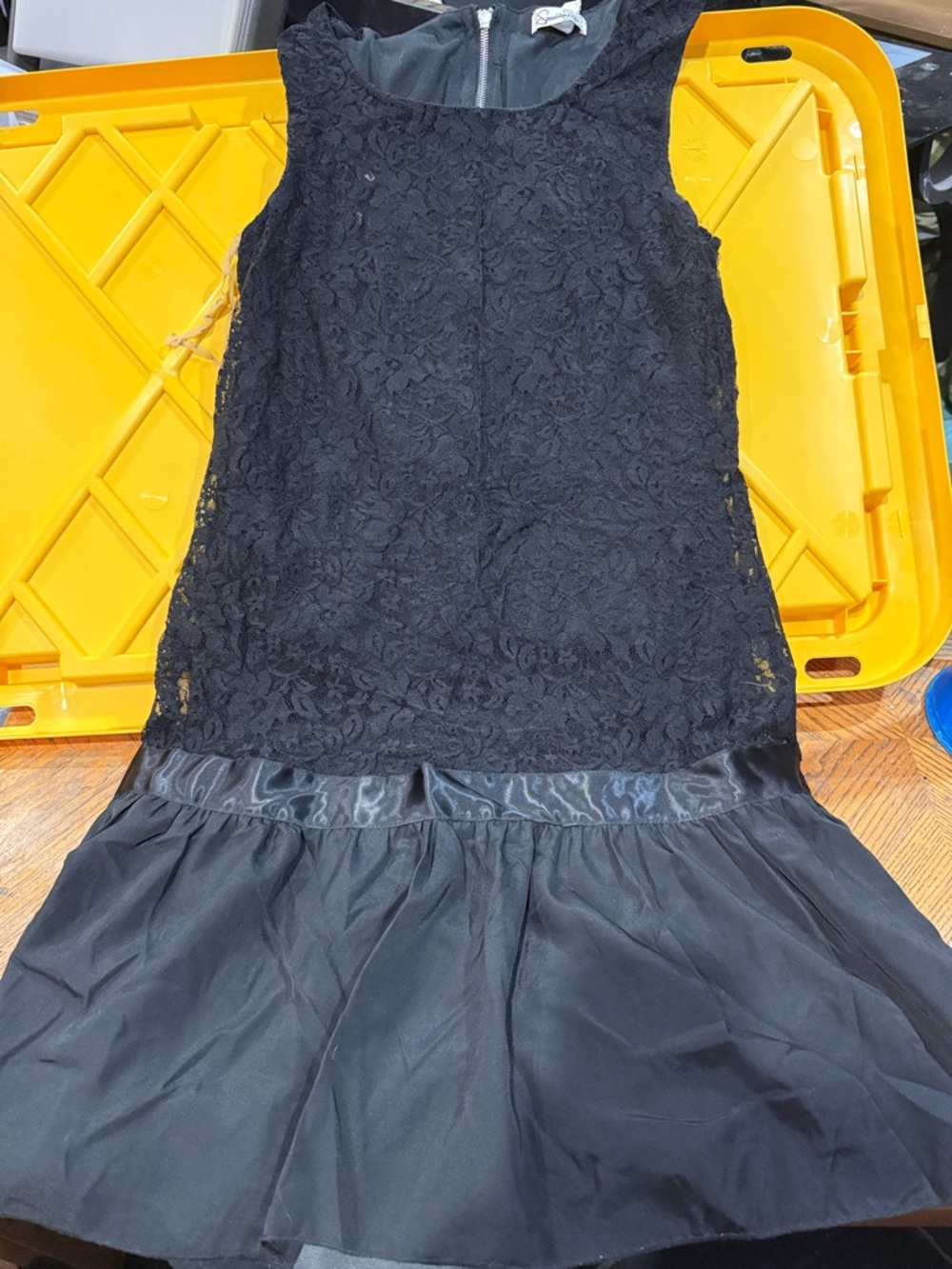 Speechless Black Lace Overlay Evening Dress